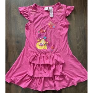 Y2K Disney Tangled Rapunzel Dress Kids  M 7/8 Pink Ruffle Fairy Princess 2010